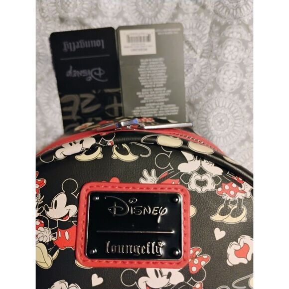 Loungefly Disney Mickey & Minnie "Love" Heart Hands Mini Backpack New with Tags - Picture 2 of 7